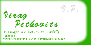 virag petkovits business card